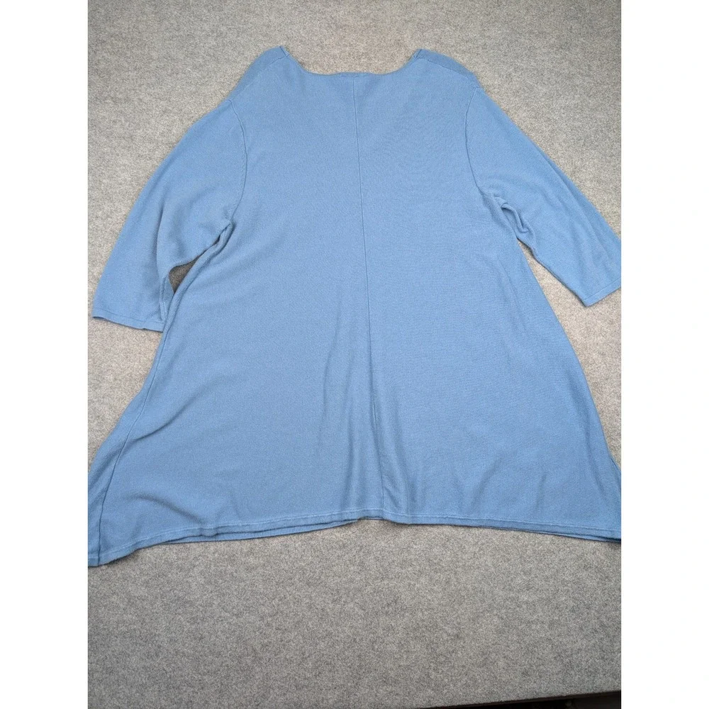 Pure Jill, J. Jill Blue V-Neck Sharkbite‎ Hem Tunic Sweater 3/4 Sleeve Large
